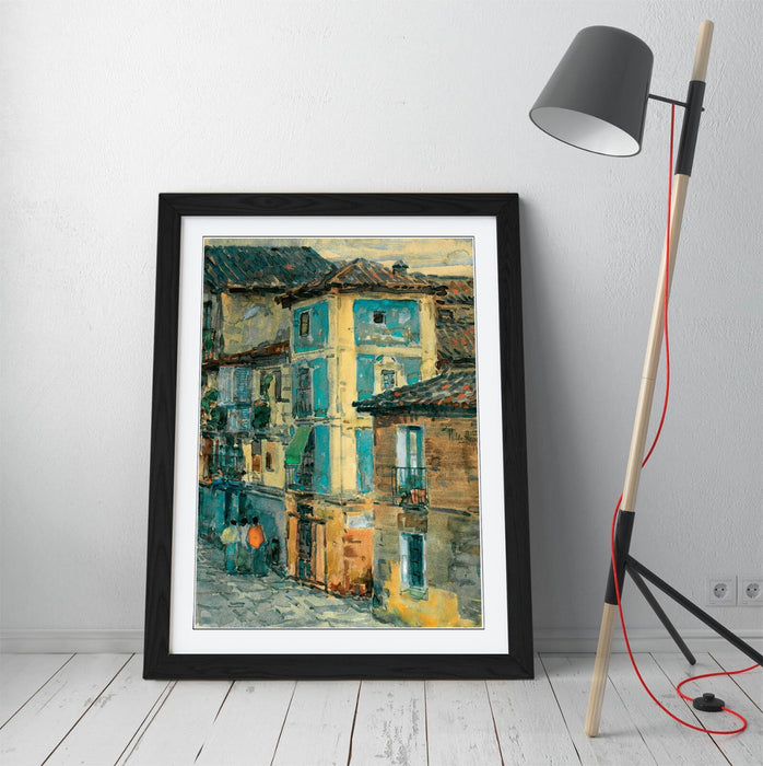 Framed Wall Art Poster - Childe Hassam Spain Street Scene Print | Handmade Decor
