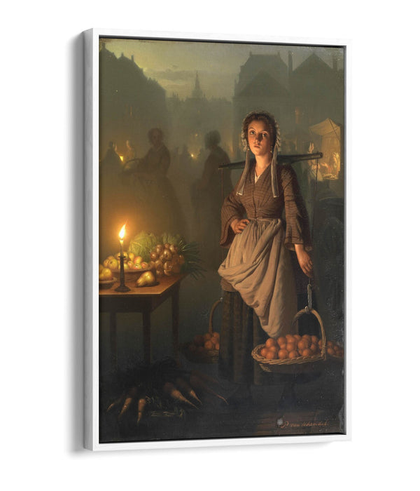 PETRUS VAN SCHENDEL, MARKET BY CANDLIGHT -FLOAT EFFECT CANVAS WALL ART PIC PRINT