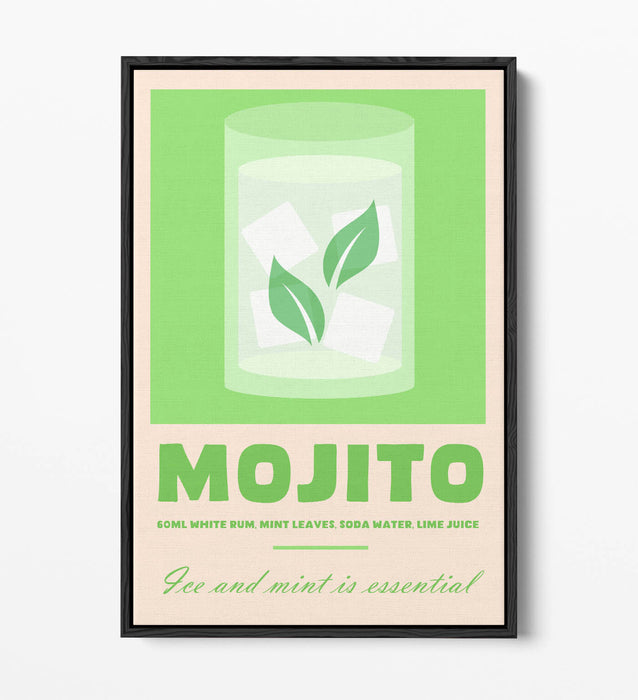 Mojito Cocktail Poster - Premium Float Effect Canvas Wall Art For Kitchen Decor