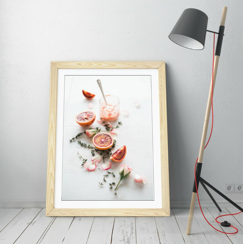 Blood Orange Poster - Fruit Drink Art | Kitchen Wall Decor Framed Print