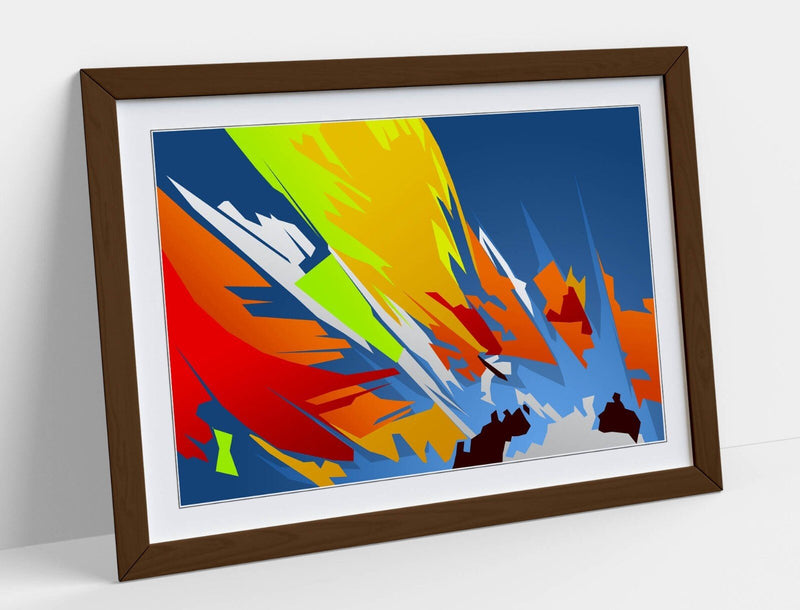 Abstract Bedroom Art - Framed Wall Art With Multi Color Shapes, Ready To Hang