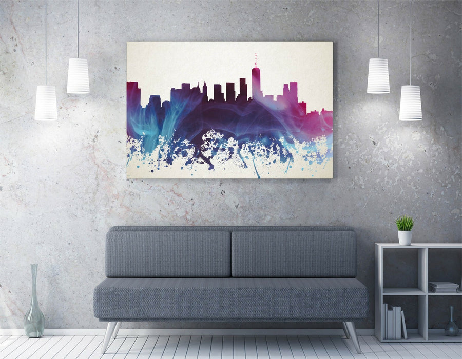 Canvas Wall Art – New York City Skyline Splash Effect Print on Premium Canvas