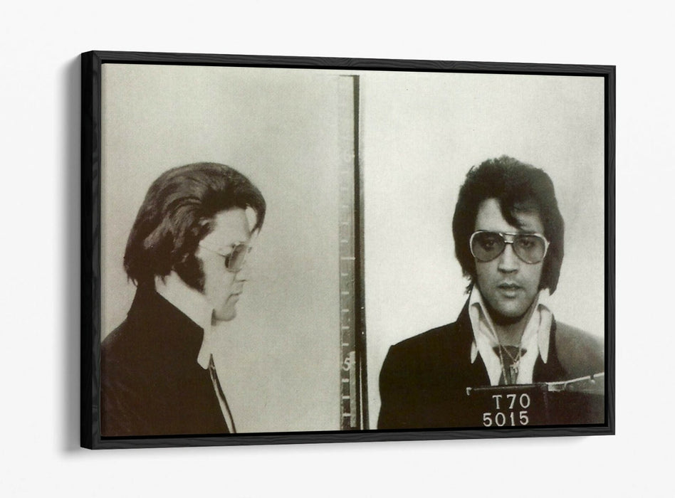 ELVIS MUGSHOT 2 -FLOAT EFFECT CANVAS WALL ART PIC PRINT- BLACK & WHITE