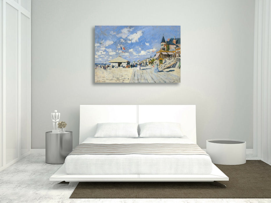 CANVAS WALL ART  PRINT ARTWORK  Claude Monet The boardwalk on the beach
