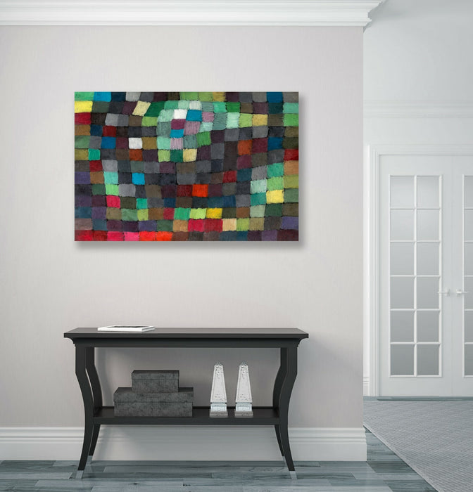 Canvas Wall Art – Coloured Squares Abstract Paul Klee Artwork With Premium Varnish Finish