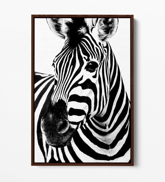 ZEBRA HEAD FLOAT EFFECT CANVAS WALL ART PIC PRINT GRAFFITI- BLACK & WHITE