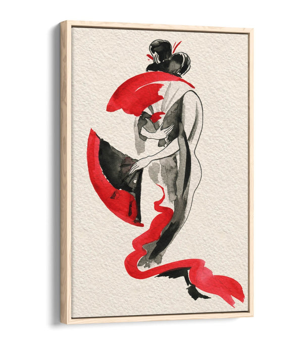 Japanese Canvas Wall Art - Geisha Illustration Print | Float Effect Canvas Decor