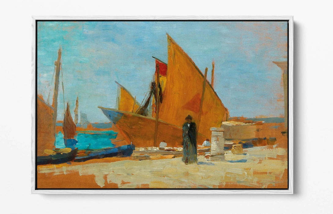 TINA BLAU, YELLOW SAILS -FLOAT EFFECT CANVAS WALL ART PIC PRINT