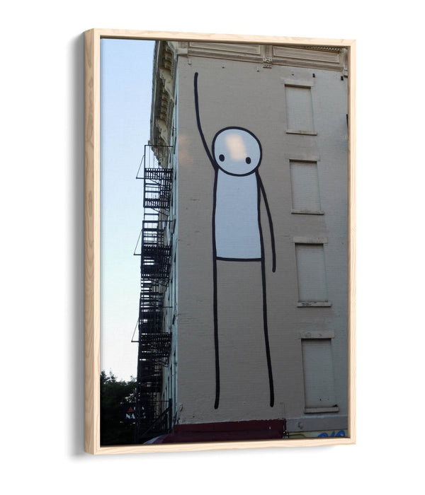 Canvas Wall Art - Funny Stick Man Graffiti Print | Float Effect, Vibrant Colors