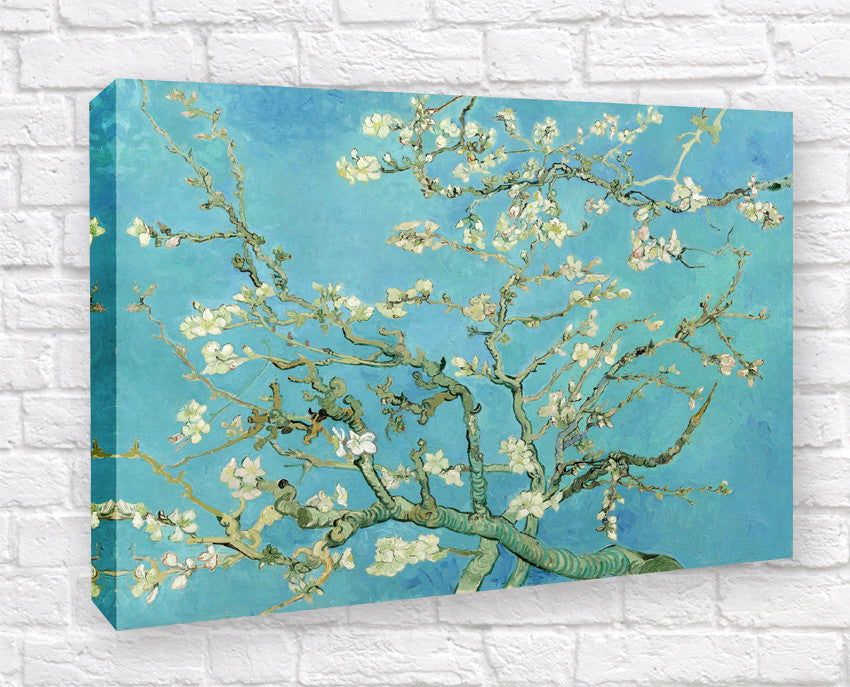 CANVAS WALL ART Vincent van Gogh Almond blossom TEAL 30MM DEEP FRAMED PRINT