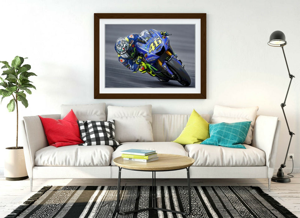 Framed Poster Art - Valentino Rossi Wall Art Prints | Handmade Woodgrain Frame