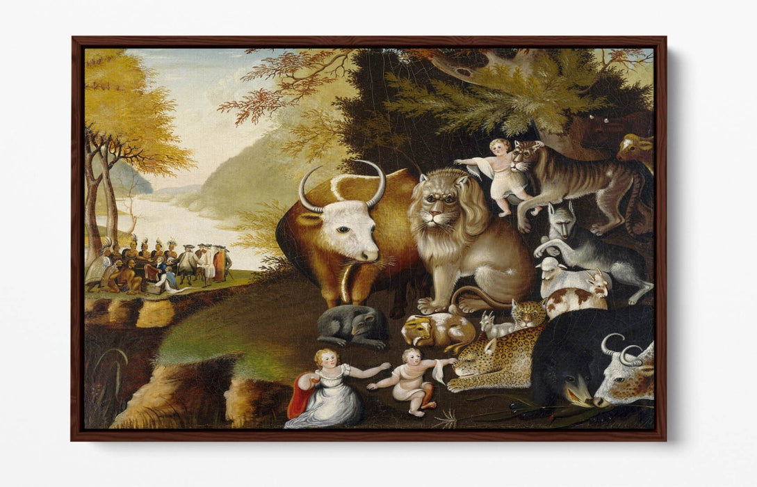 Canvas Wall Art - Edward Hicks Peaceable Kingdom Float Effect Print on MDF Frame