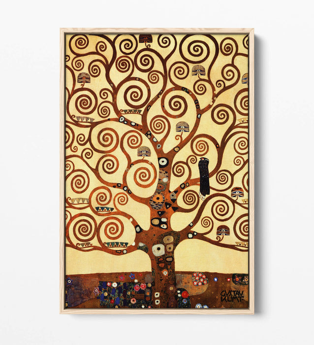 GUSTAV KLIMT TREE OF LIFE STOCLET -FLOAT EFFECT CANVAS WALL ART PIC PRINT- GOLD