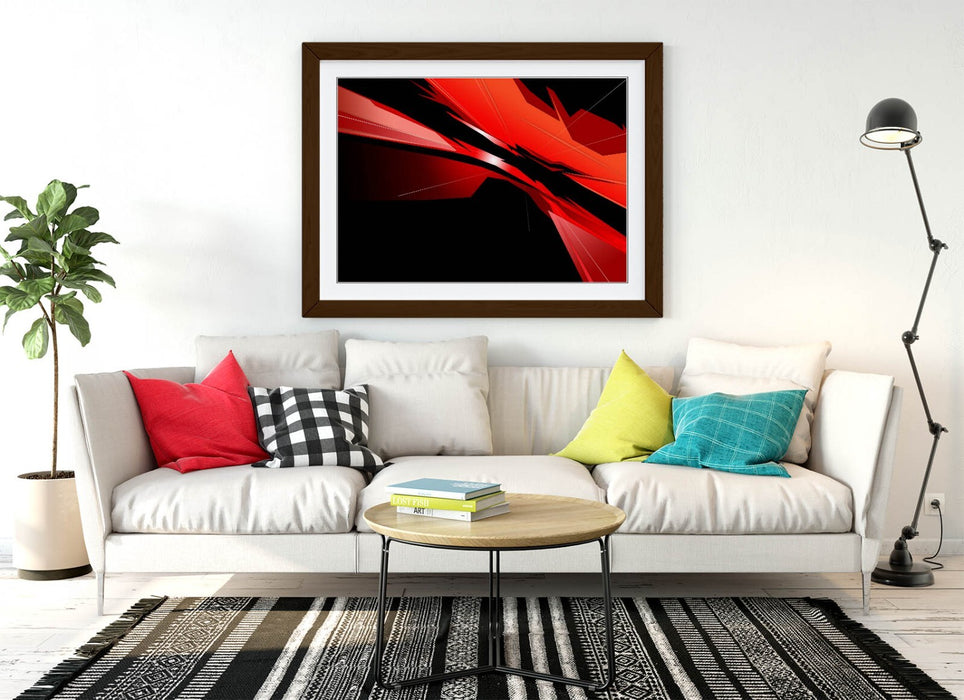 Abstract Bedroom Art - Framed Wall Art Print | Red Black Modern Poster