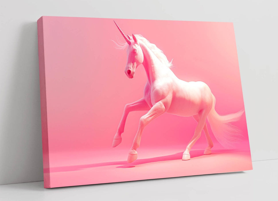 Unicorn Canvas Wall Art - Kids Bedroom Decor Pink White Art Ready to Hang