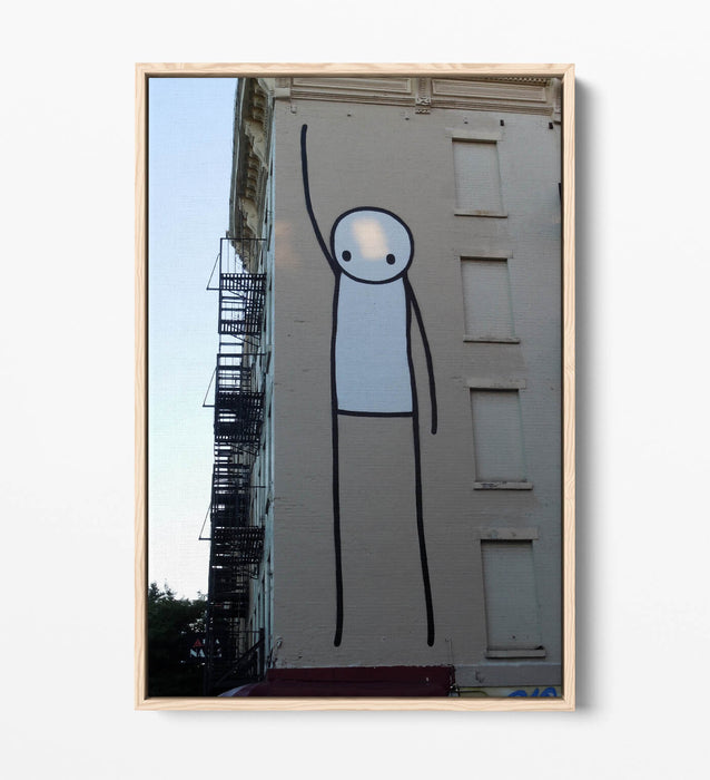 Canvas Wall Art - Funny Stick Man Graffiti Print | Float Effect, Vibrant Colors