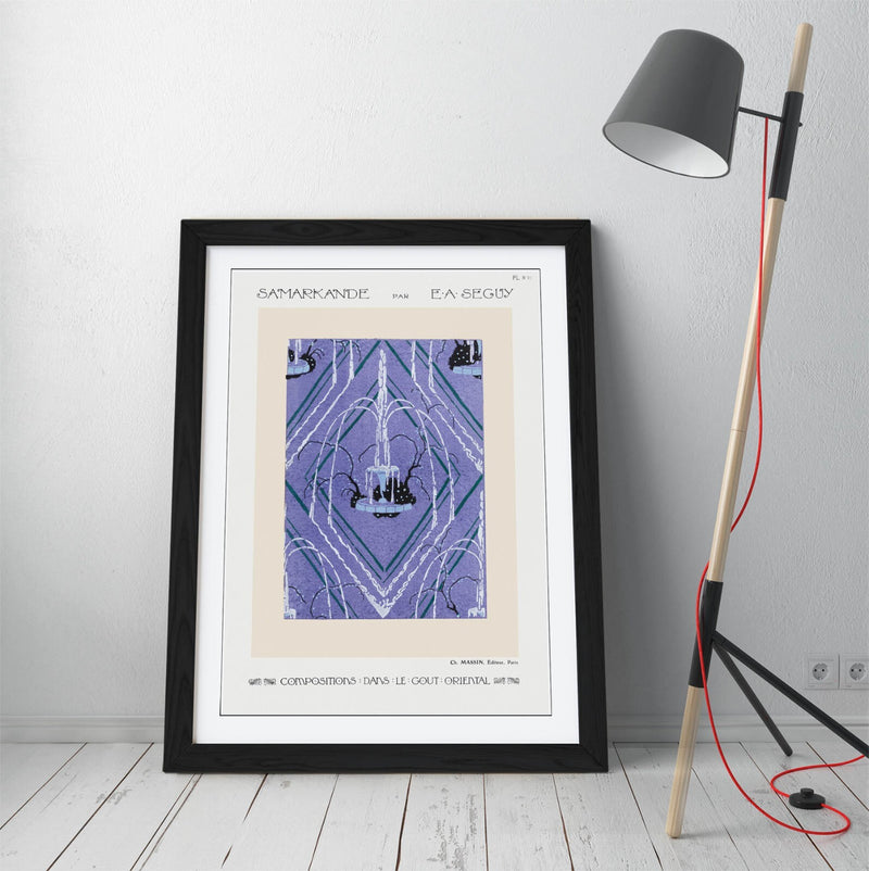 Art Deco Wall Art – Framed Fountain Pattern Poster Print | Matte Paper, Ready To Hang