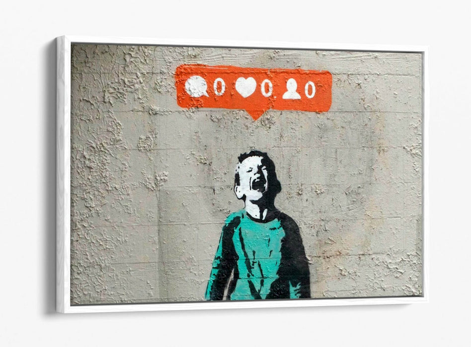 BANKSY "NO SOCIAL MEDIA" -FLOAT EFFECT CANVAS ART PRINT- GRAFFITI STREET ART