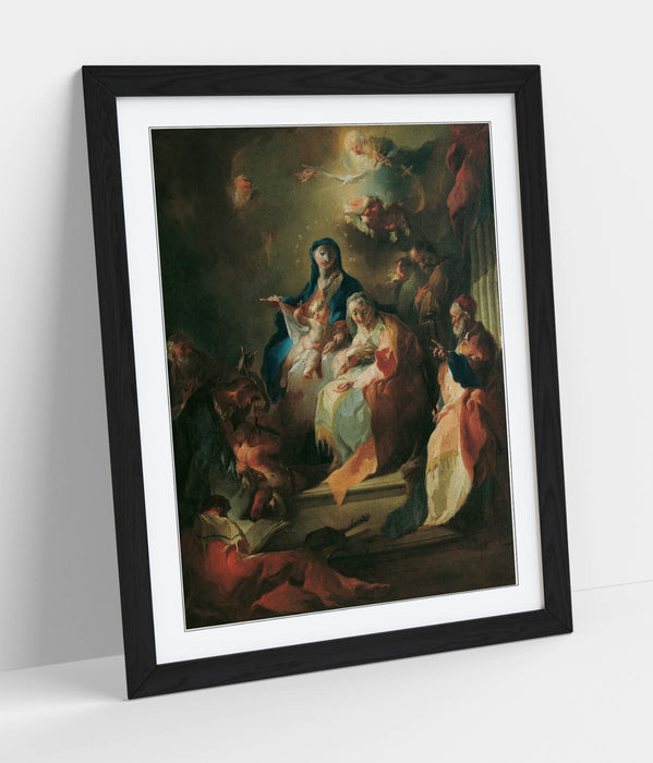 Framed Wall Art – Franz Maulbertsch Holy Kin Painting | Natural Wood Frame