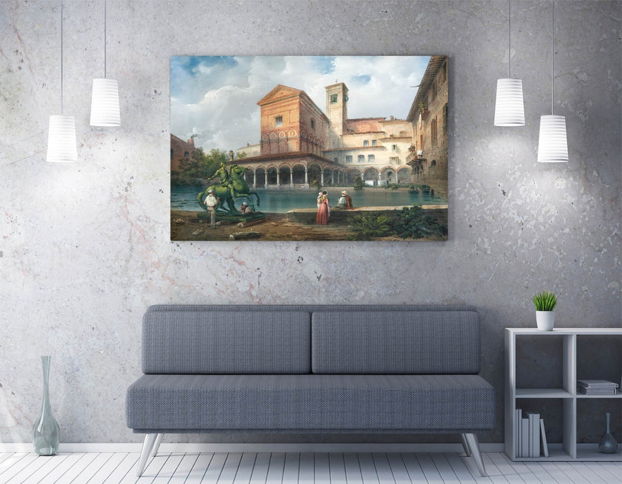 CARLO BOSSOLI, SANTA MARIA OF FONTANAS CHURCH -CANVAS WALL ARTWORK PICTURE PRINT