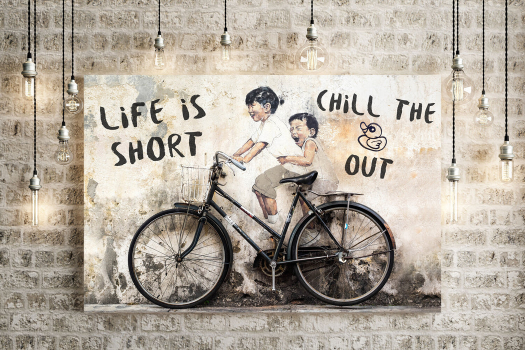 LIFE IS SHORT CANVAS WALL GRAFFITI ART PRINT ARTWORK FRAMED POSTER NOT BANKSY