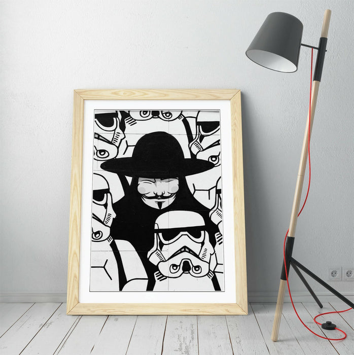 GUY FAWKES STORMTROOPERS GRAFFITI -ART FRAMED POSTER PICTURE PRINT ARTWORK-