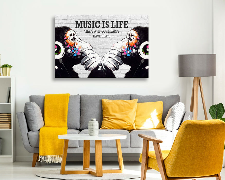 MONKEY DJ BANKSY MUSIC IS LIFE CANVAS STREET WALL ART PRINT ARTWORK GORILLA MM