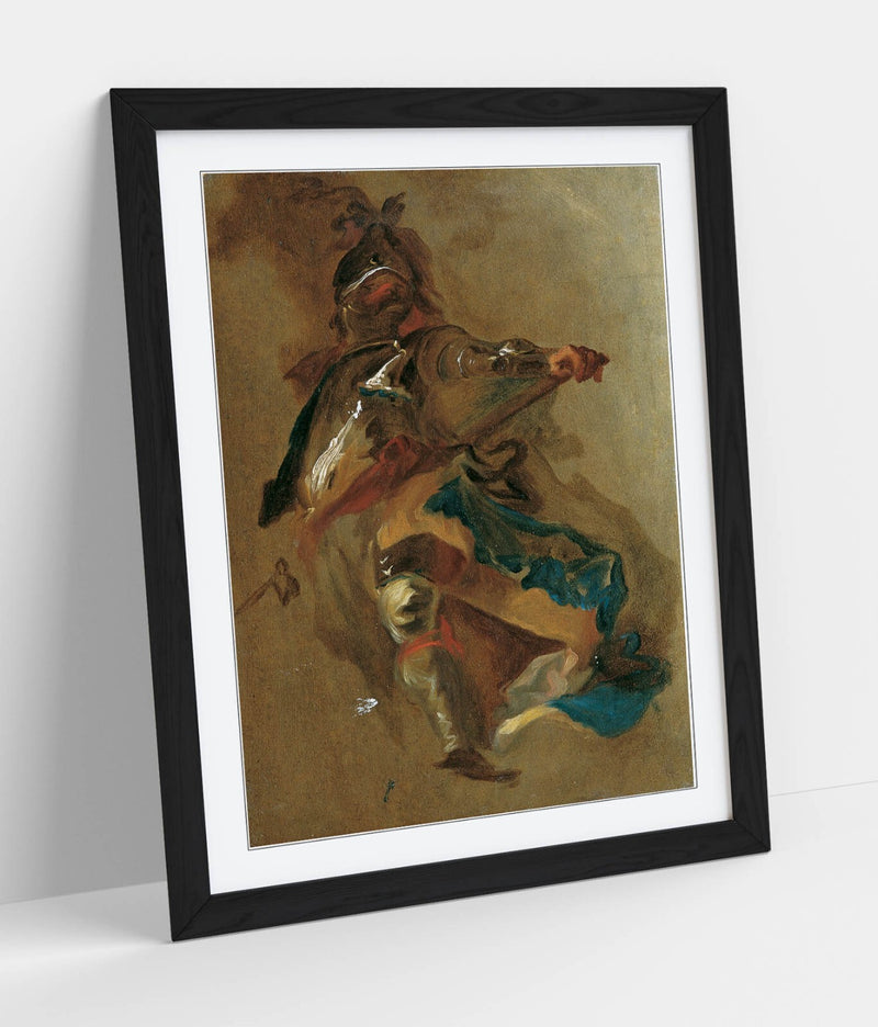 Framed Wall Art - Franz Maulbertsch Standing Commander Print With Woodgrain Frame