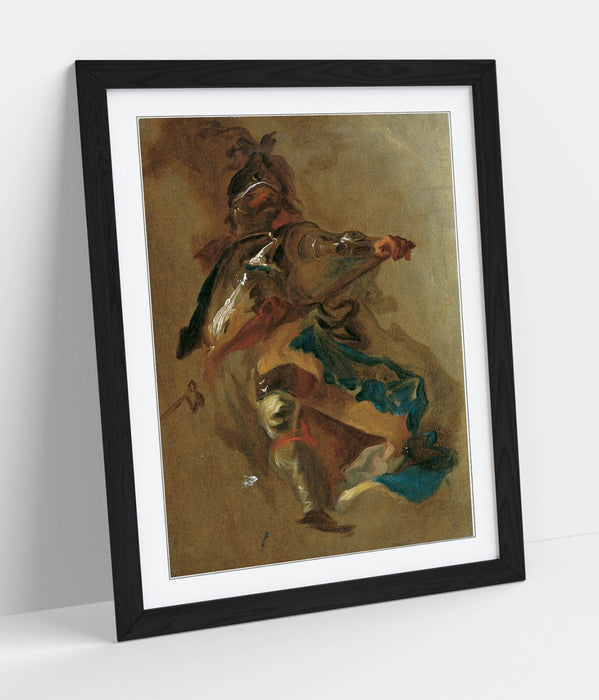 Framed Wall Art - Franz Maulbertsch Standing Commander Print With Woodgrain Frame