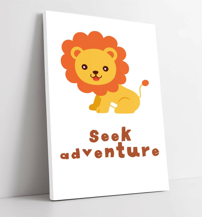 "SEEK ADVENTURE" LION QUOTE KIDS ROOM NURSERY -CANVAS WALL ART PICTURE PRINT