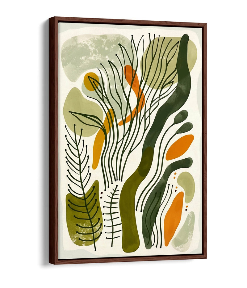 Boho Canvas Art Print - Minimalist Plant Leaf Artwork | Float Effect Frame