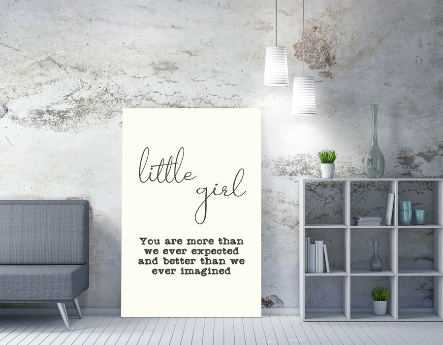 "LITTLE GIRL" NURSERY BABY KIDS ROOM QUOTE SLOGAN -CANVAS WALL ART PICTURE PRINT