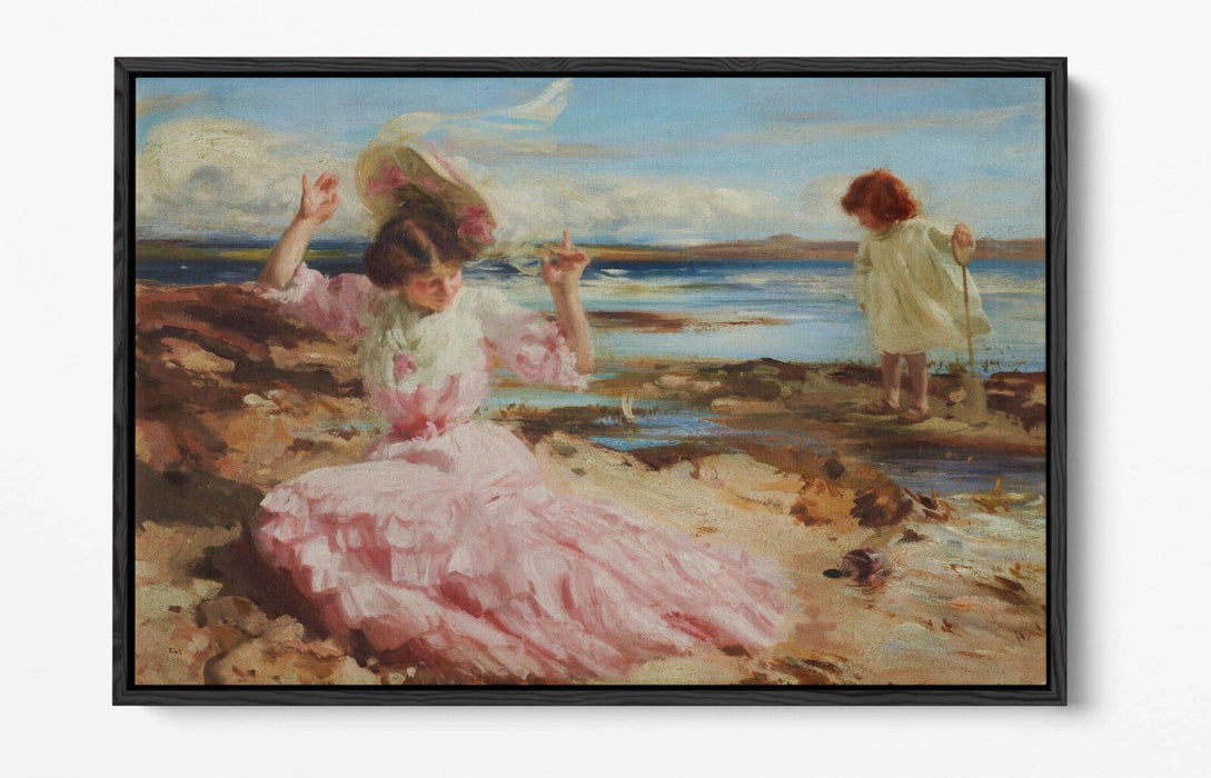 CHARLES SIMS, BY SUMMER SEAS -FLOAT EFFECT CANVAS WALL ART PRINT