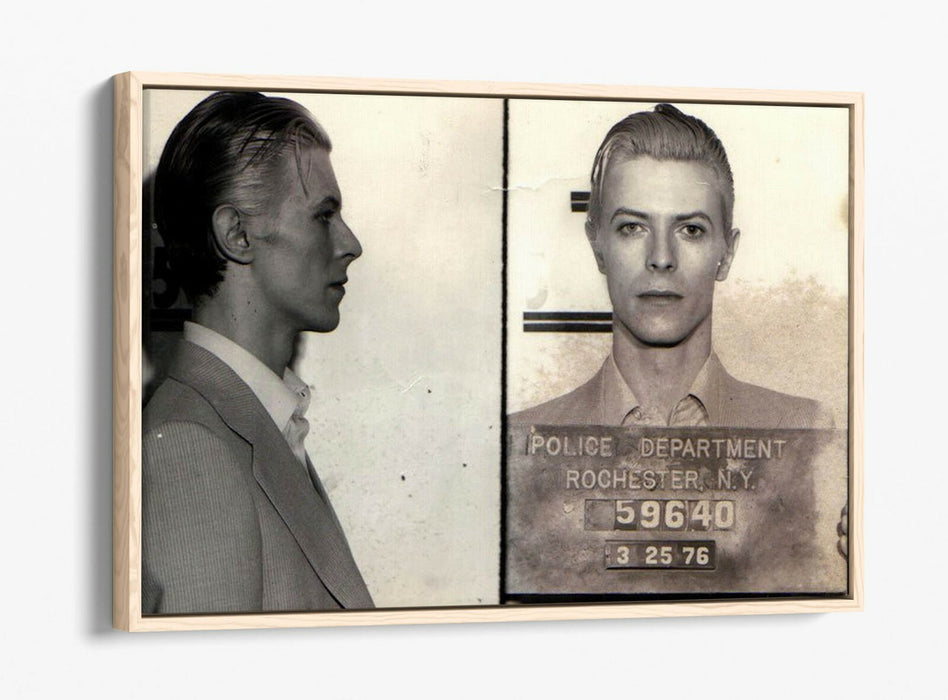 DAVID BOWIE MUGSHOT 2 -FLOAT EFFECT CANVAS WALL ART PIC PRINT- BLACK & WHITE