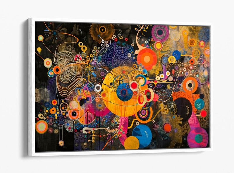 Float Effect Canvas Art - Abstract Multi Colour Artwork on Custom Deep Frame