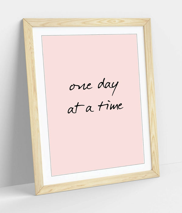 "ONE DAY AT A TIME" POSITIVITY INSPIRING QUOTE -FRAMED WALL ART PICTURE PRINT