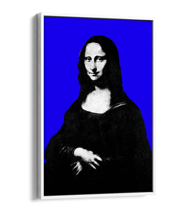 MONA LISA POP ART DA VINCI BLUE BACKGROUND -FLOAT EFFECT CANVAS WALL ART PRINT