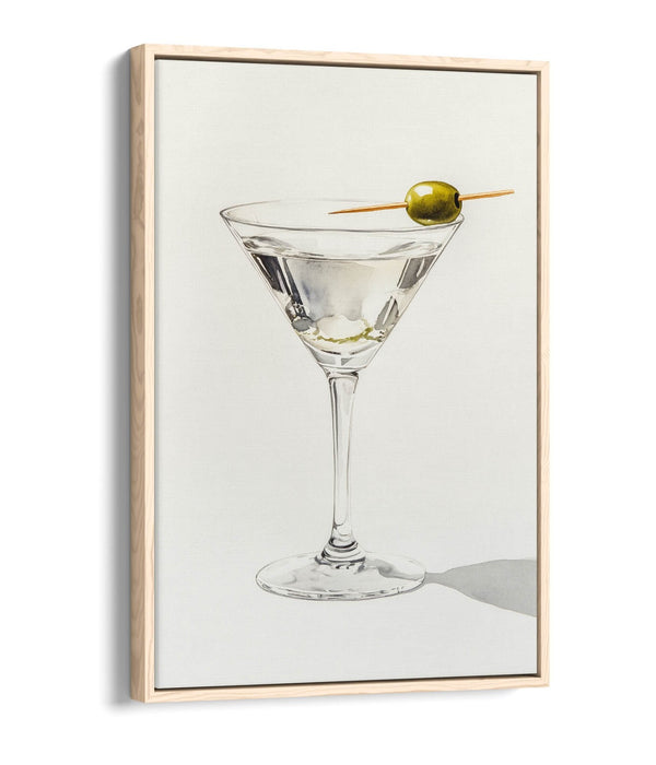 Canvas Wall Art - Dirty Martini Watercolour Style Float Effect Print on Premium Frame