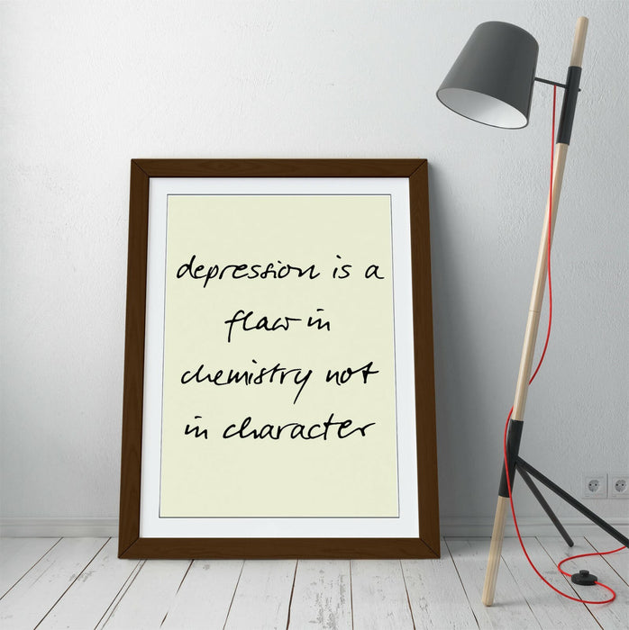 "DEPRESSION IS NOT A FLAW" POSITIVITY QUOTE -FRAMED WALL ART PICTURE PRINT