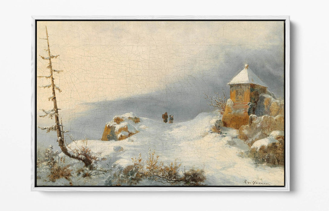 REMIGIUS ADRIANUS HAANEN, WINTER LANDSCAPE -FLOAT EFFECT CANVAS WALL ART PRINT