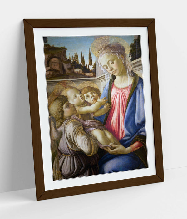 Framed Artwork Print - Botticelli Virgin Painting With Two Angels | Handmade UK Frames