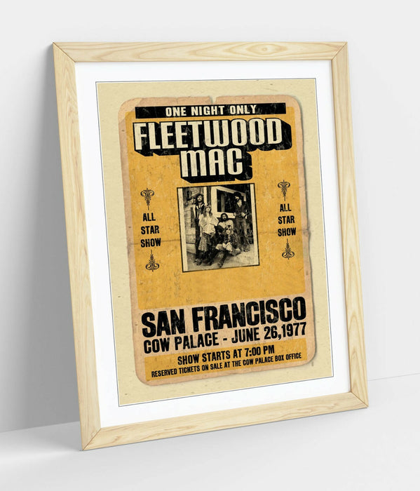 Fleetwood Mac Poster - Vintage Music Poster With Handmade UK Frame & Matte Paper