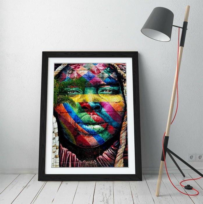 BEAUTIFUL BLACK WOMAN RAINBOW GRAFFITI -ART FRAMED POSTER PICTURE PRINT ARTWORK