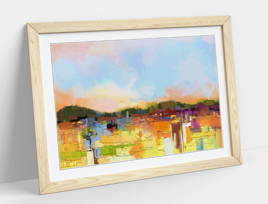 Framed Wall Art - Abstract Colourful Landscape Print | UK Made Home Decor Poster