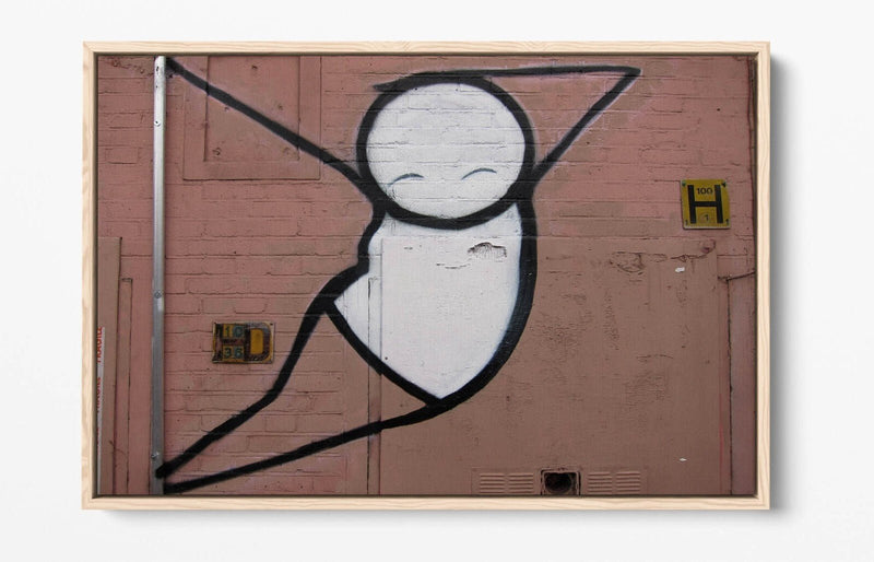 Canvas Art Print - Stick Man Graffiti Wall Art | Float Effect Canvas Decor