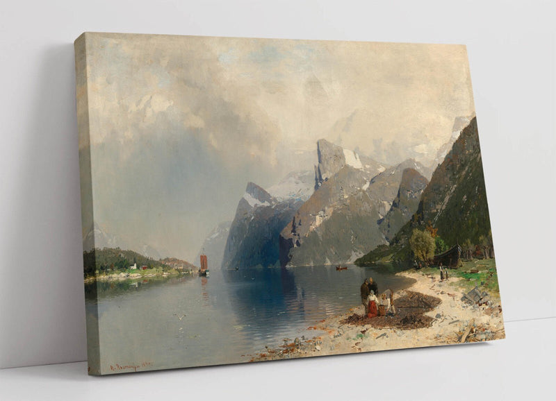 Canvas Wall Art - Georg Anton Rasmussen Fjord Landscape Print | Premium Satin Finish