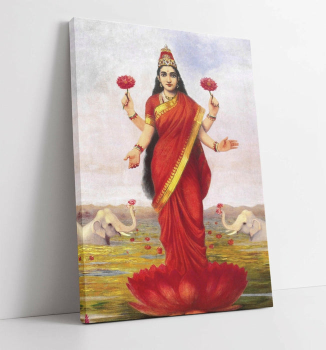Canvas Wall Art | Raja Ravi Varma Goddess Lakshmi Vibrant Ready To Hang Print