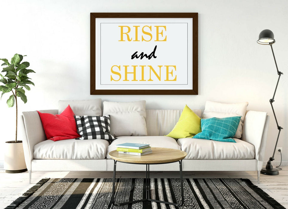 "RISE AND SHINE" INSPIRATIONAL BEDROOM QUOTE -FRAMED WALL ART PICTURE PRINT