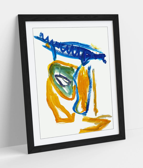 Framed Wall Art - Abstract Yellow Blue Poster Print | Handmade Wall Decor