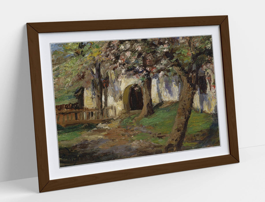Framed Wall Art – Olga Wisinger-Florian Blooming Apple Trees Print with Woodgrain Frame